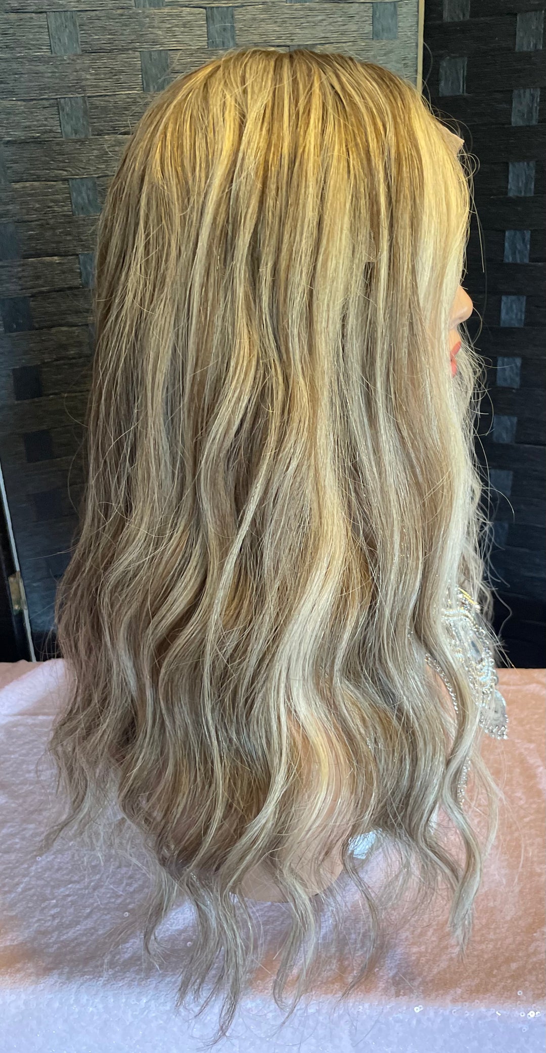 LACE-TOP WIG - Dimensional Light Brown/Light Blonde with Shadow Roots - 100% Luxury European Hair