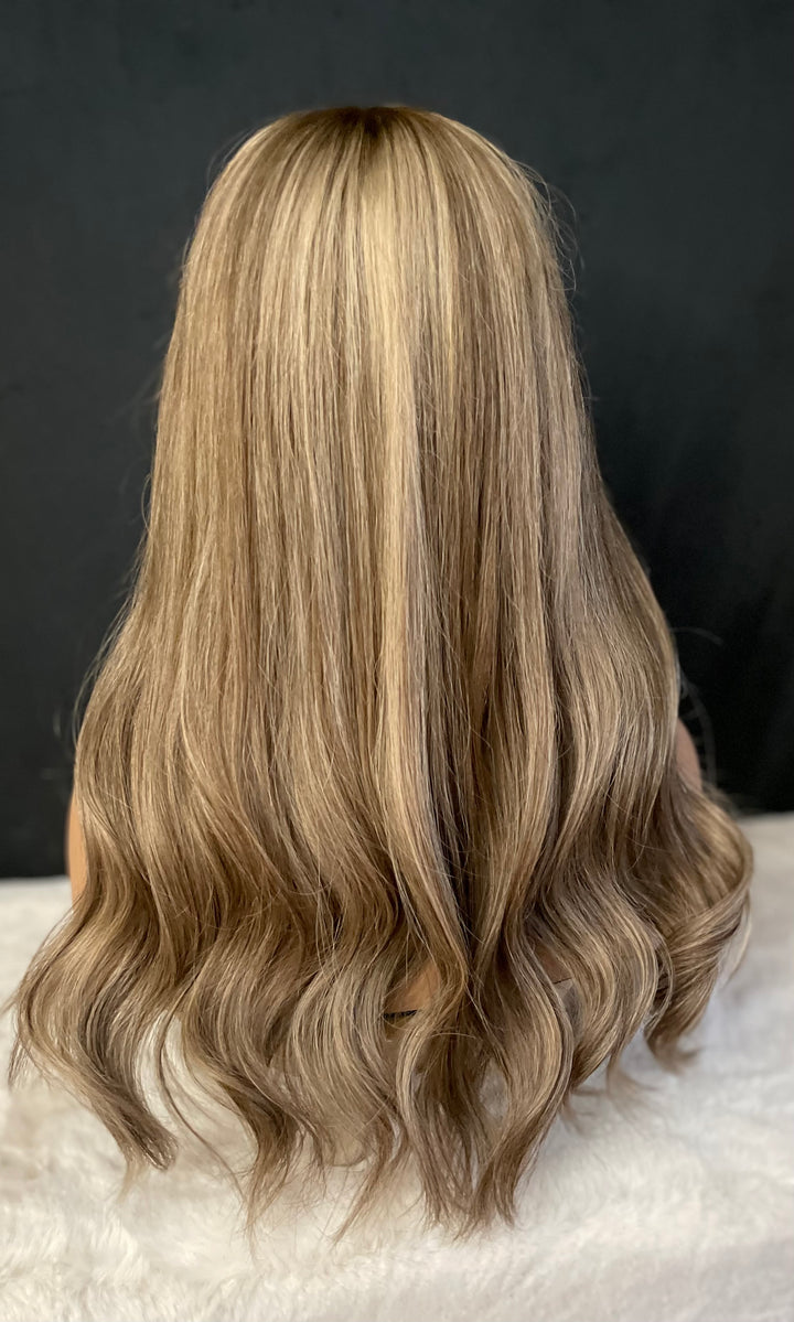 LACE-TOP WIG - Dimensional Light Brown/Light Blonde with Shadow Roots - 100% Luxury European Hair