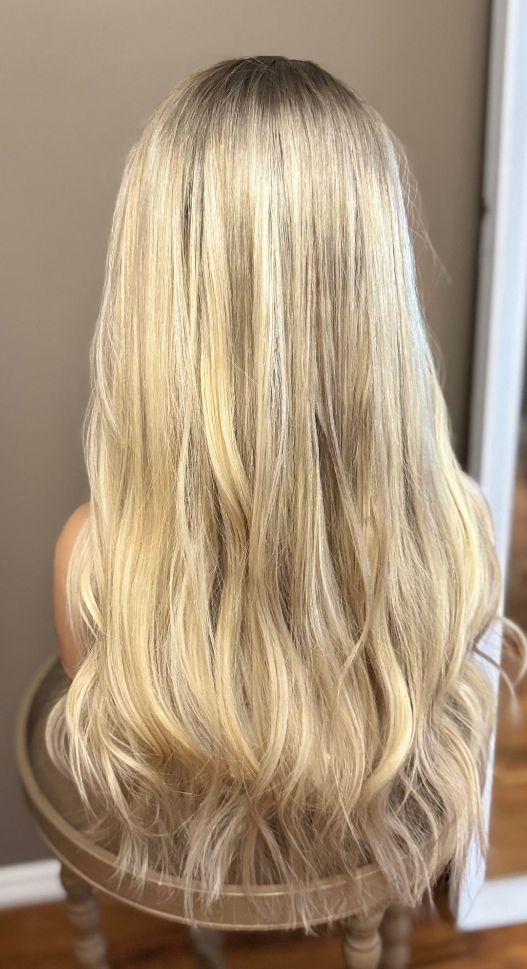 European Lace Top Wig - Dimensional Light Blonde with Dark Blonde Roots