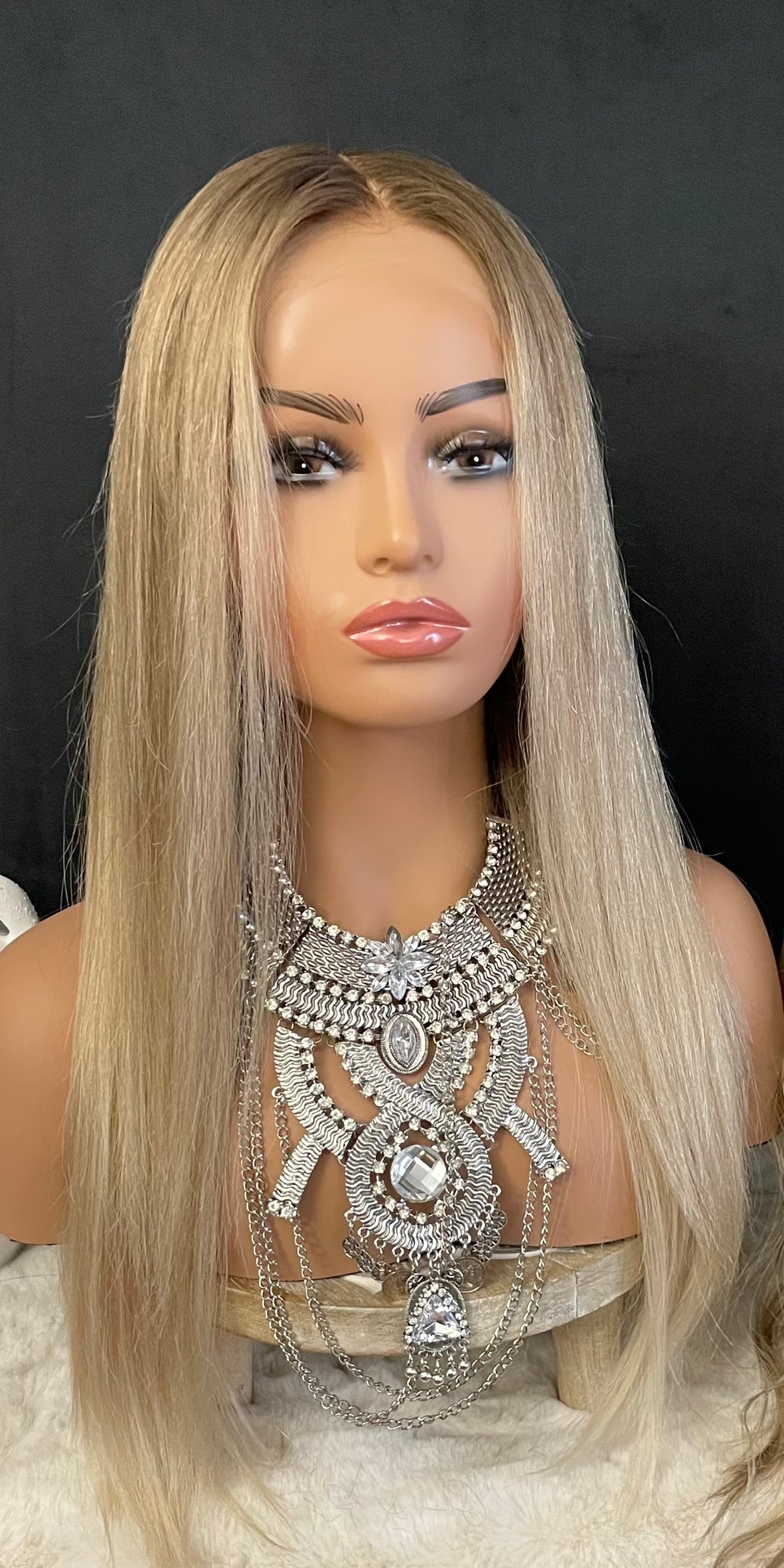 MARBELLA - Light Ash Blonde with Dark Ash Blonde Roots - HD Lace Wig – 100% Human Hair, Natural Hairline
