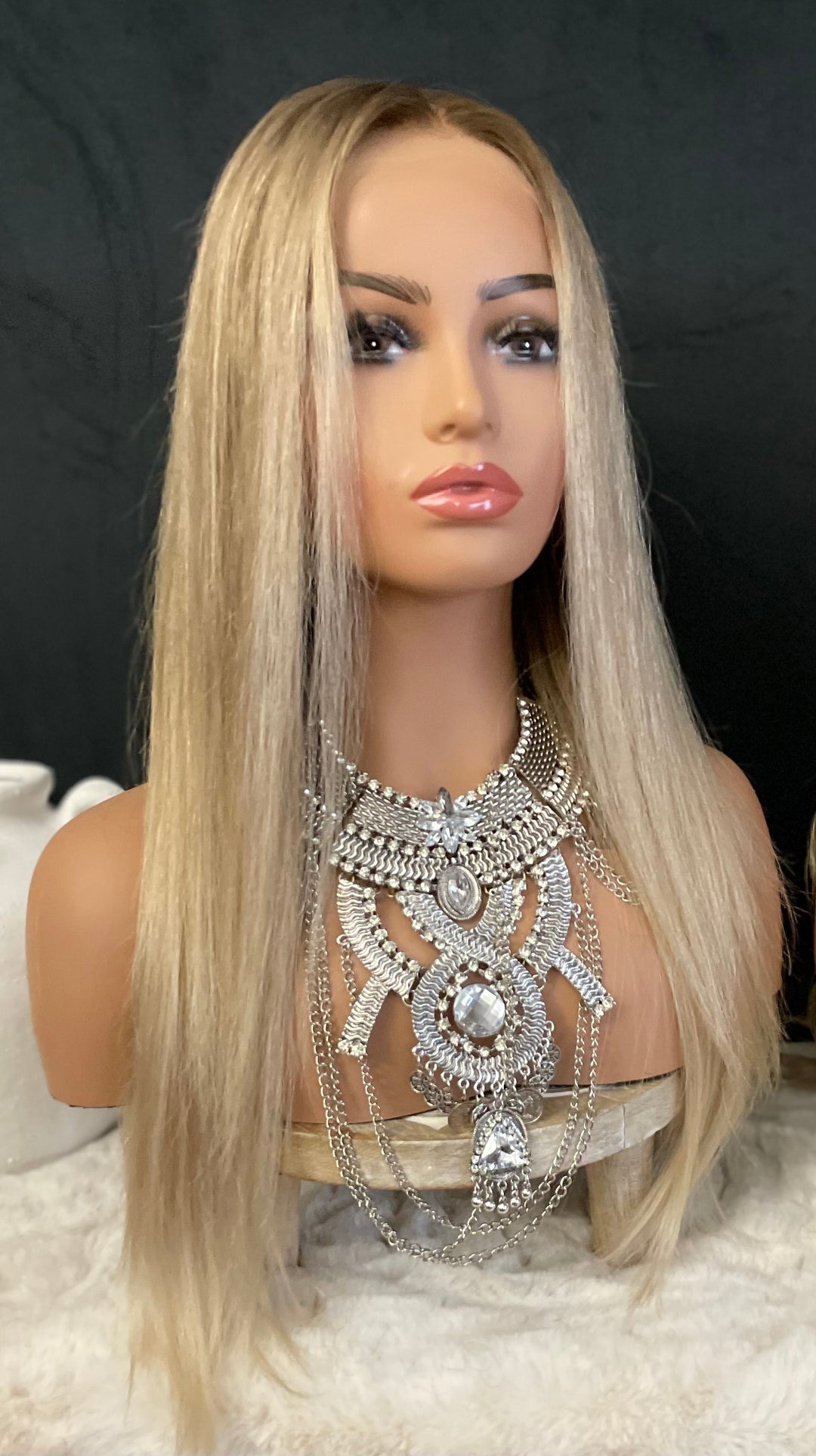 MARBELLA - Light Ash Blonde with Dark Ash Blonde Roots - HD Lace Wig – 100% Human Hair, Natural Hairline