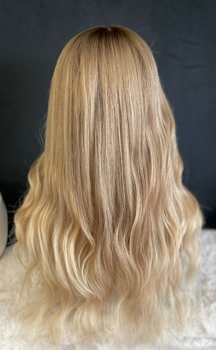 MARBELLA - Light Ash Blonde with Dark Ash Blonde Roots - HD Lace Wig – 100% Human Hair, Natural Hairline