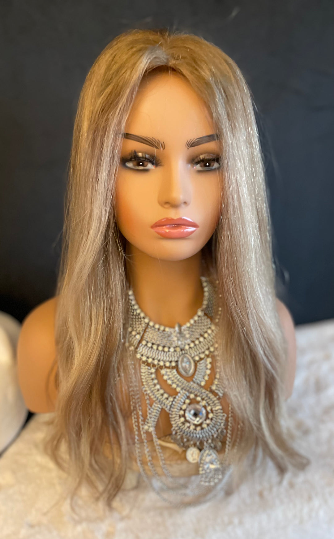 6x6” Mono Base Topper - 18”-20” - Dark Blonde with Highlights