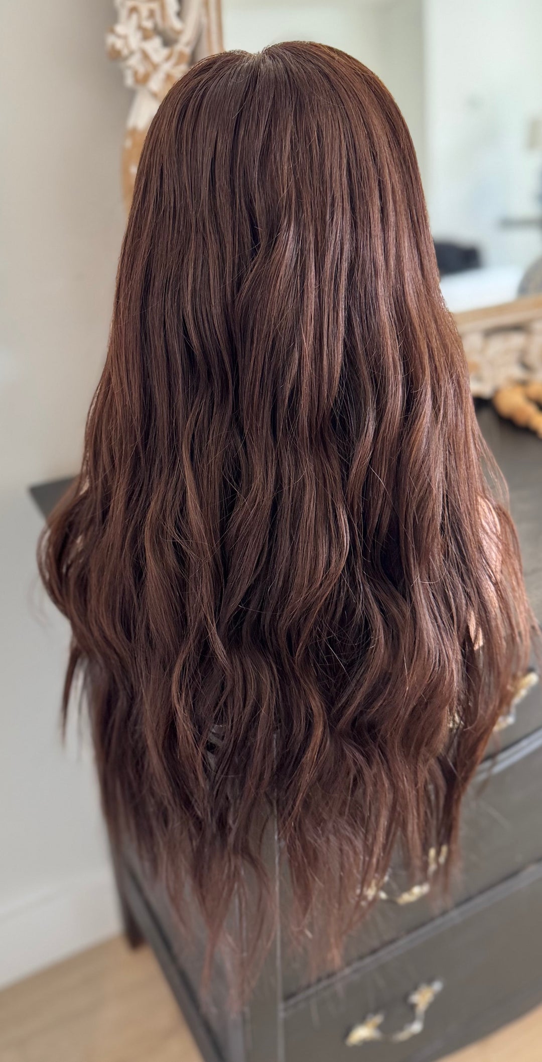 Luxury HD Lace Front European Human Hair Wig - Warm Auburn Brown