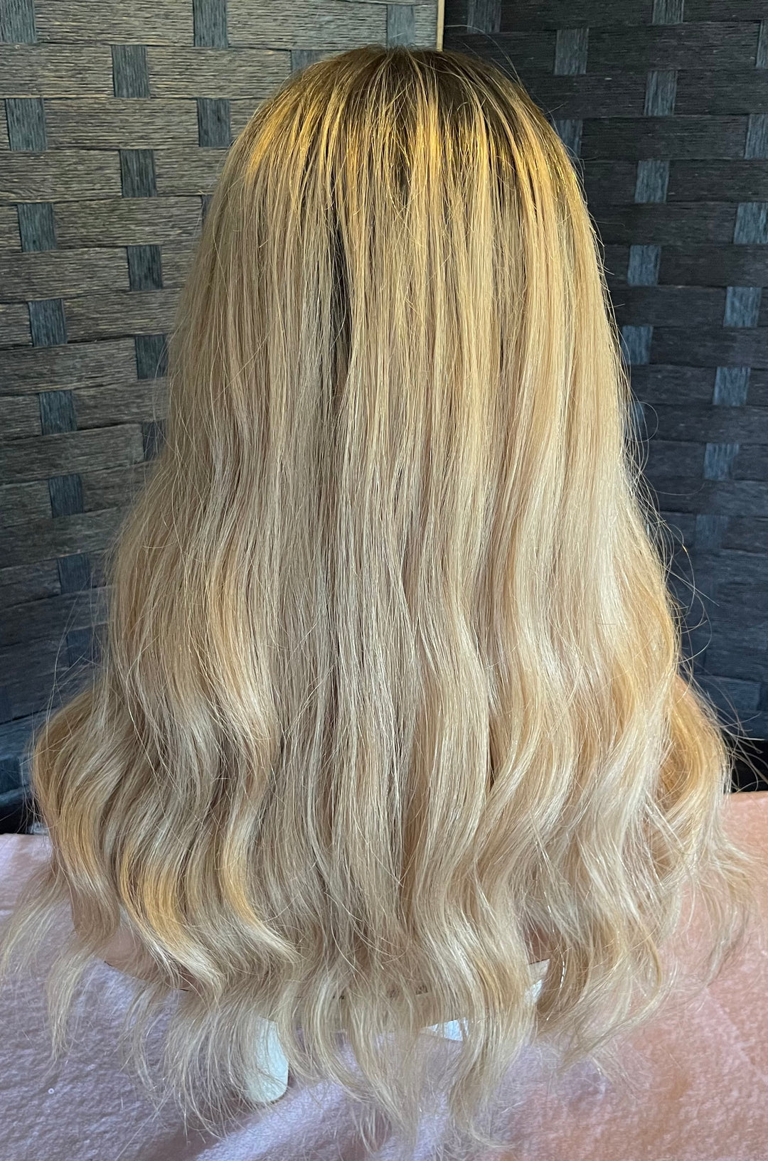 Silk Base Topper - Dark Blonde with Brown Roots - Luxury European Hair Topper