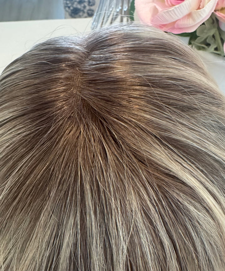 European Lace Top Wig - Rooted Blonde Bob Style