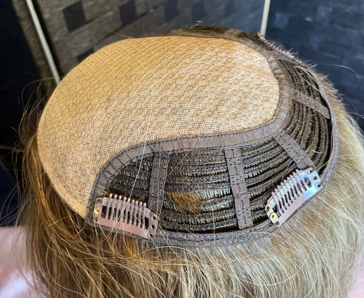 Silk Base Topper - White Blonde/Shadow Roots - European Hair