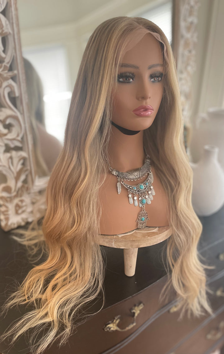 Dark Blonde                    Balayage  Wig -                       HD Lace Front -             Premium European Hair