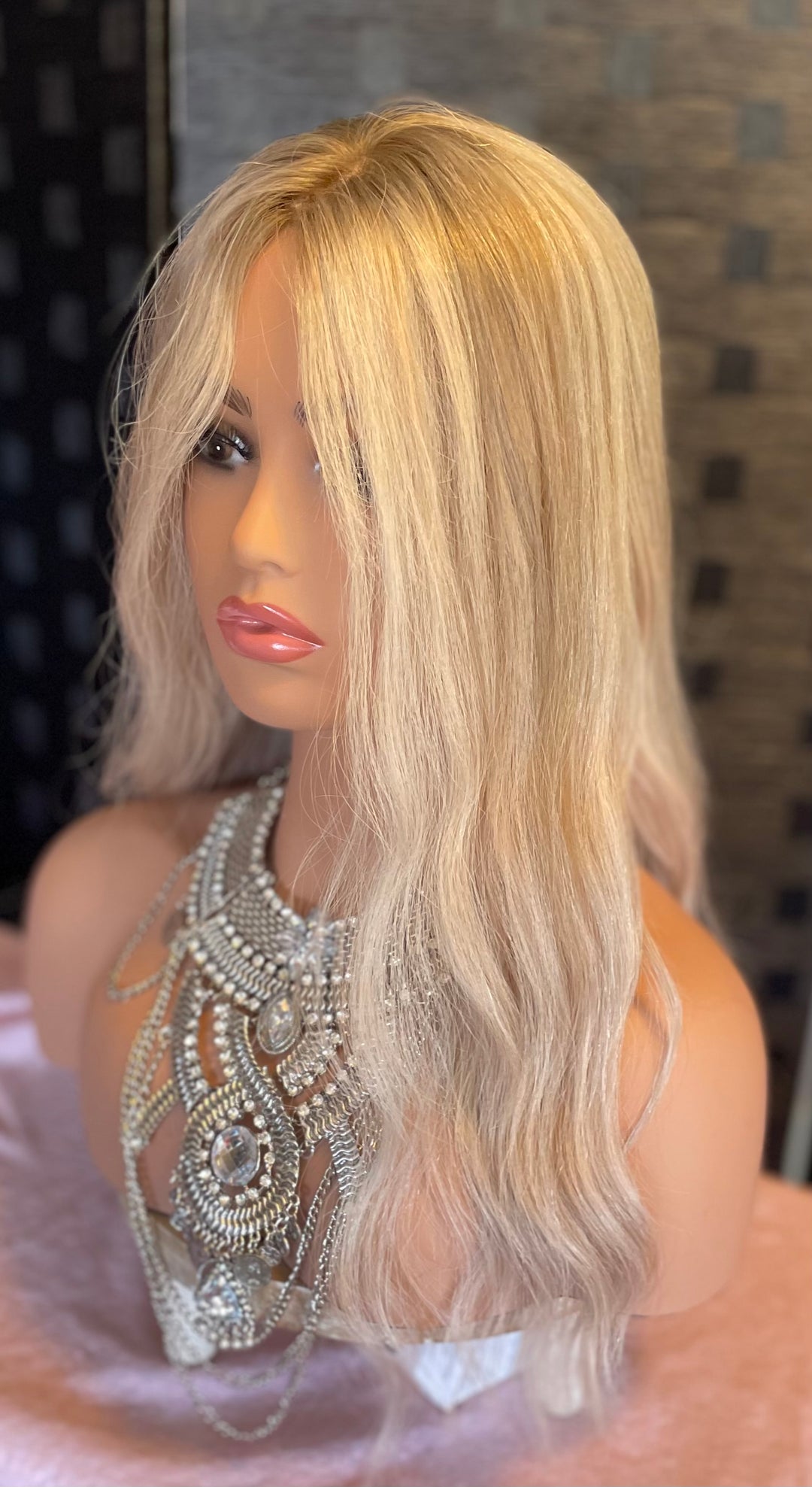 Silk Base Topper - White Blonde/Shadow Roots - European Hair