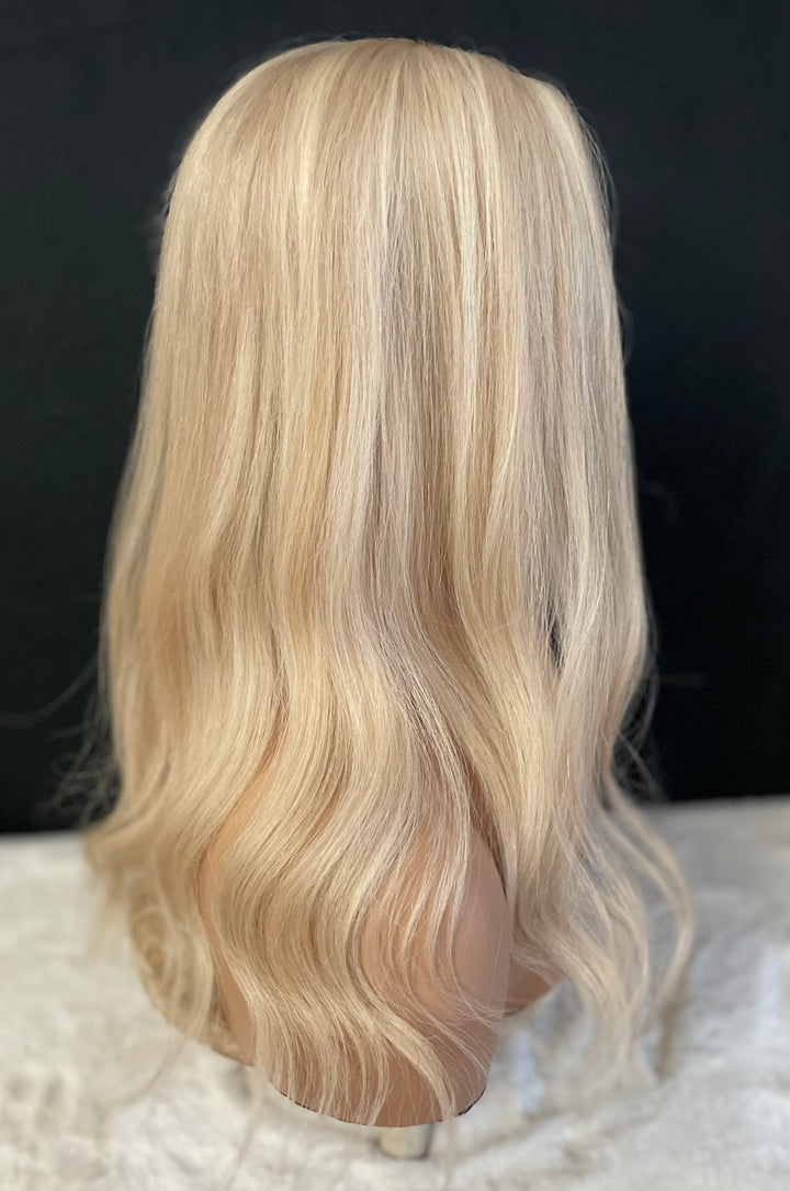 Silk Base Topper 6.5”x7” - Luxury European Hair - Full Volume - #60/Beige Blonde Dimensional Colour