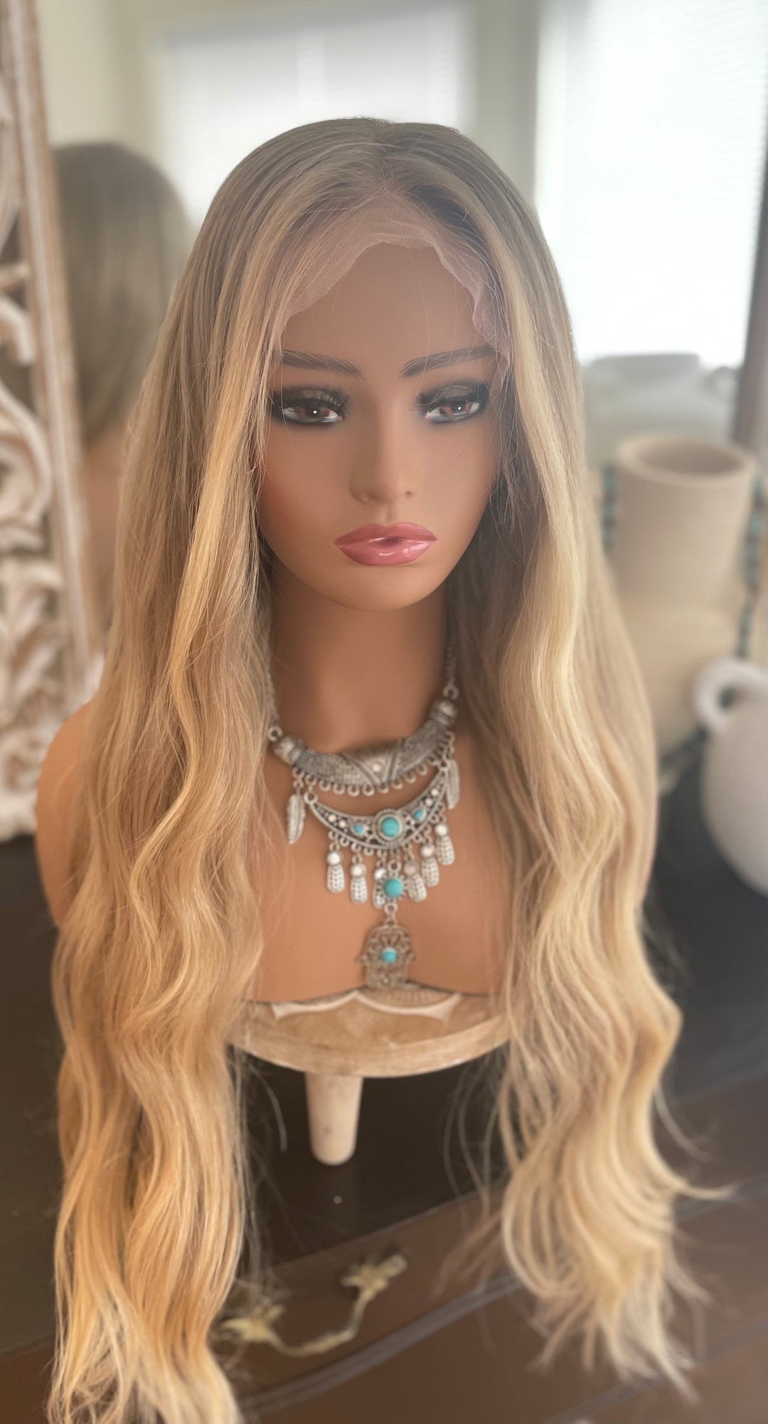 Dark Blonde                    Balayage  Wig -                       HD Lace Front -             Premium European Hair