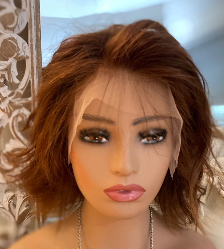 Cute Auburn Bob Style Lace Front Wig