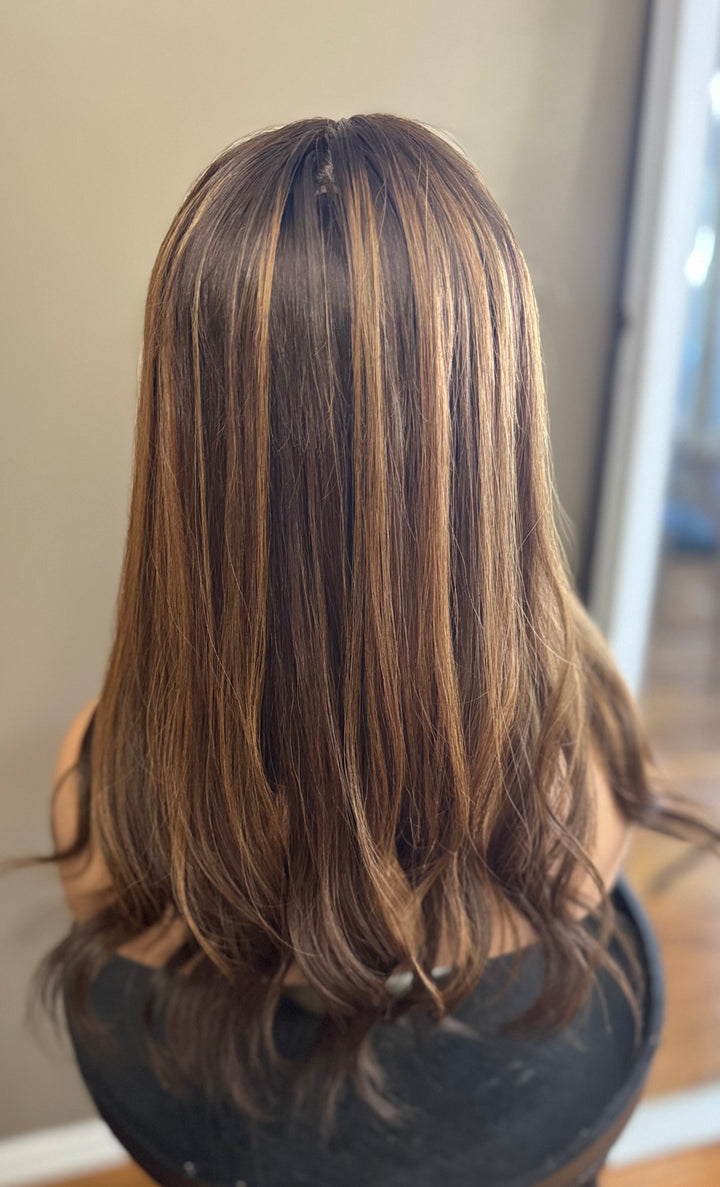 Silk Base Topper - Medium Brown with Highlights