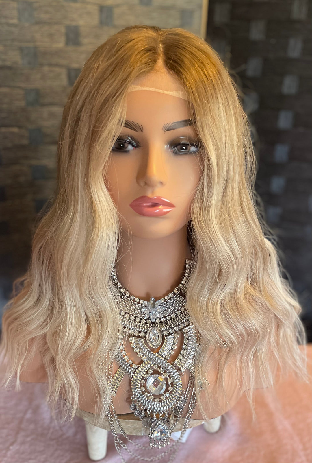 Platinum Blonde European Lace Top Wig - 16”