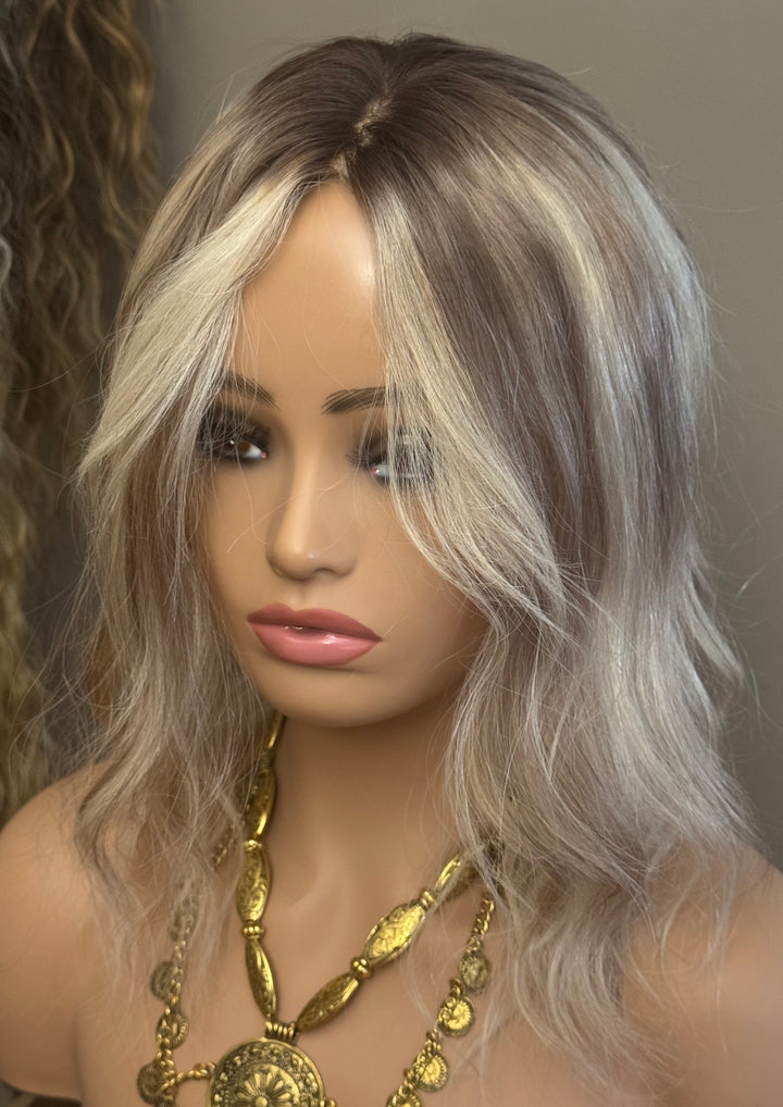Mono Top - Full Volume Topper - European Human Hair - Ashy Light Brown/Blonde