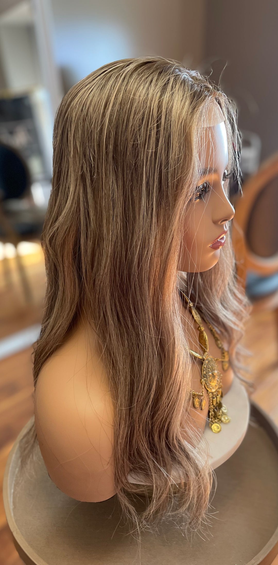 Lace Front with Mono Top Topper - Dimensional Ash Blonde/Dark Blonde Colour