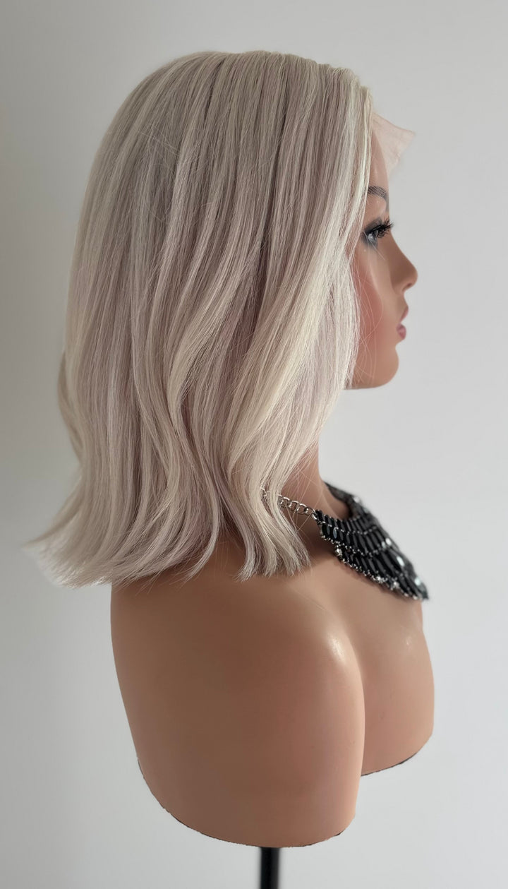 HD Lace Front with Invisible Knots - Icy White Blonde - 12” Bob