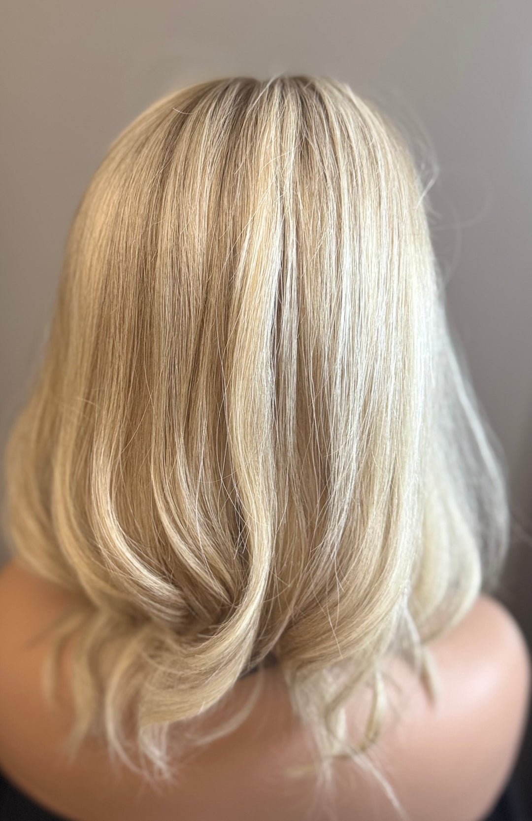 Full Volume Mono Base Topper - 7.5”x8” Base - 14” - Dimensional Blonde with Shadow Roots