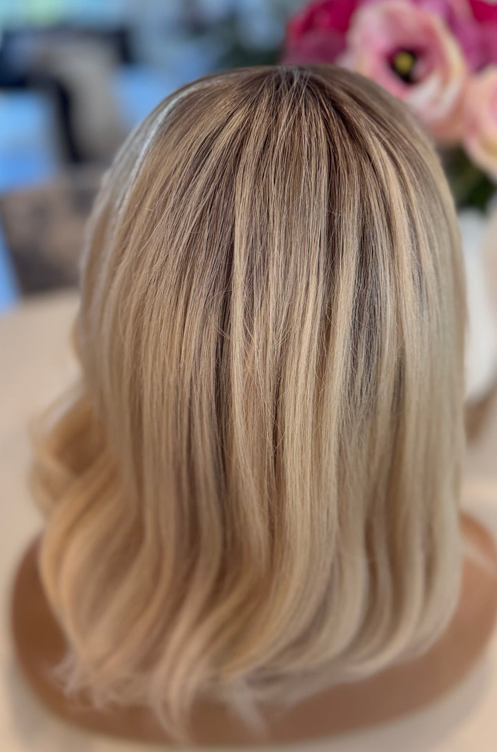 European Lace Top Wig - Rooted Blonde Bob Style