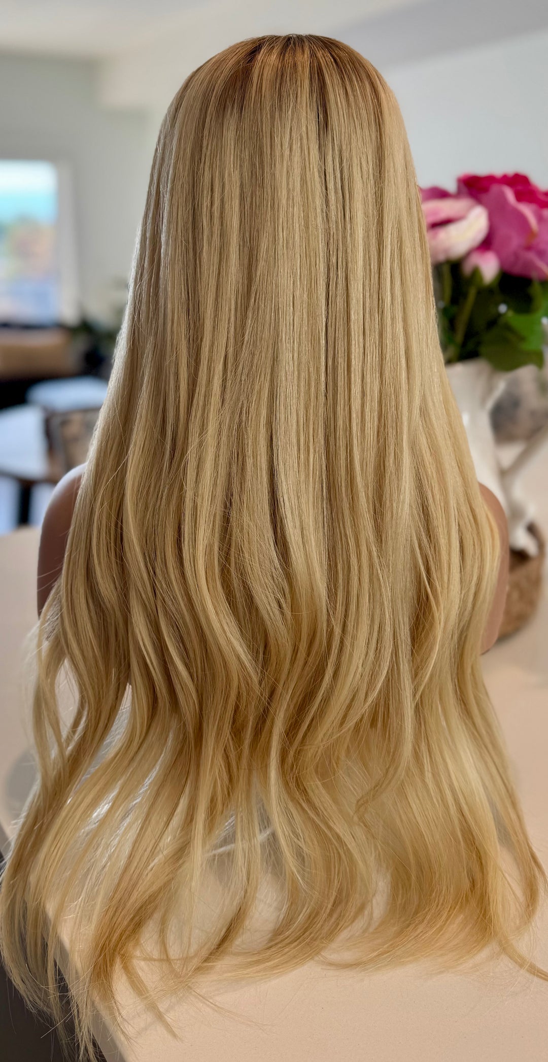 HD Lace Front Wig - Invisible Knots - Medium Blonde with Light Brown Roots - 26”