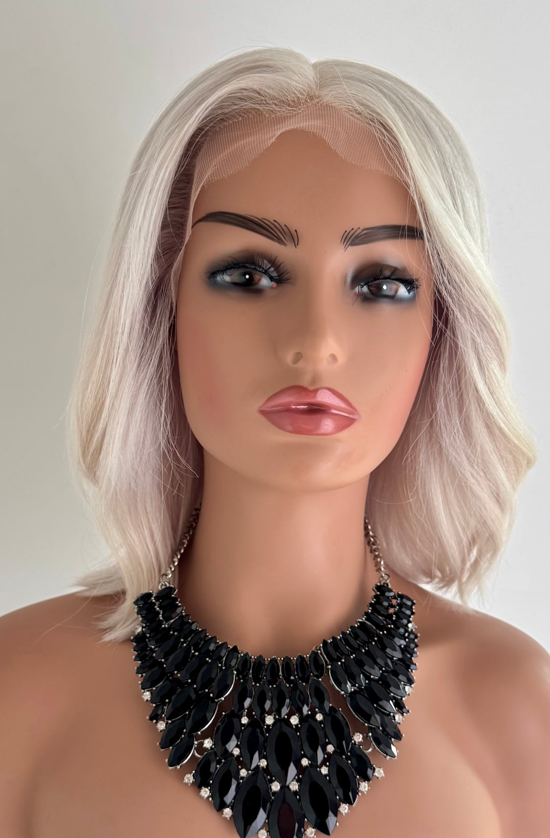 HD Lace Front with Invisible Knots - Icy White Blonde - 12” Bob