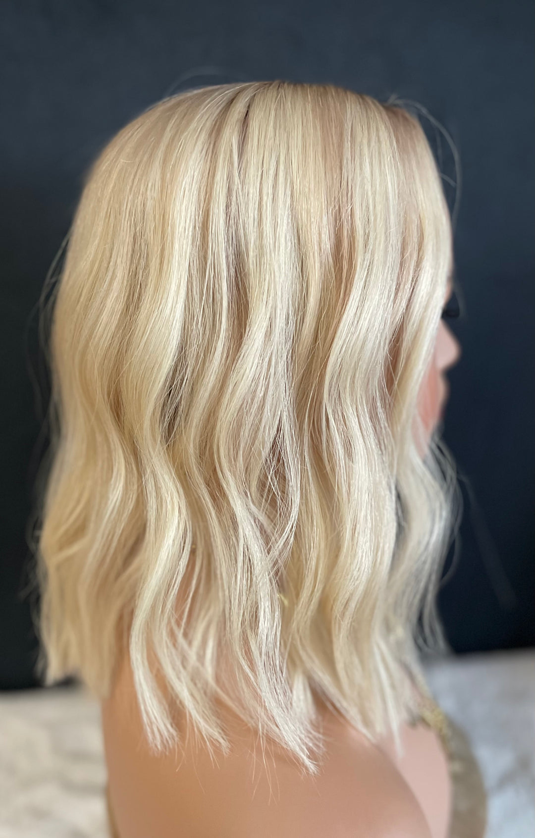Full Volume Hair Topper - 14” Bob Style - European Luxury Hair - Light Cool Blonde & Lowlights
