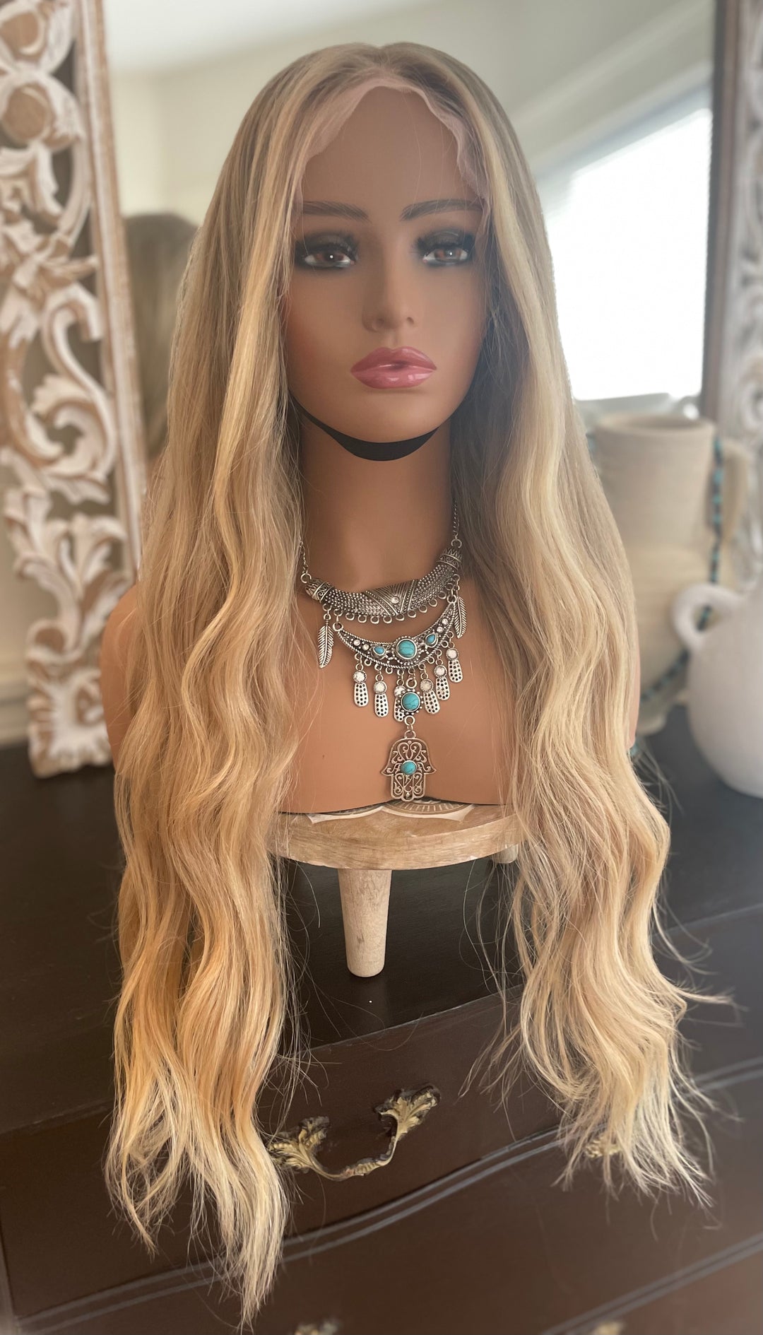 Dark Blonde                    Balayage  Wig -                       HD Lace Front -             Premium European Hair