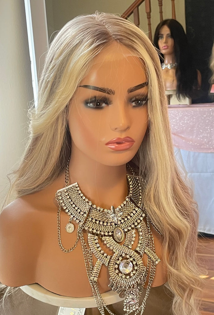 Luxury European Hair Lace Top Wig - Cool Dimensional Blonde
