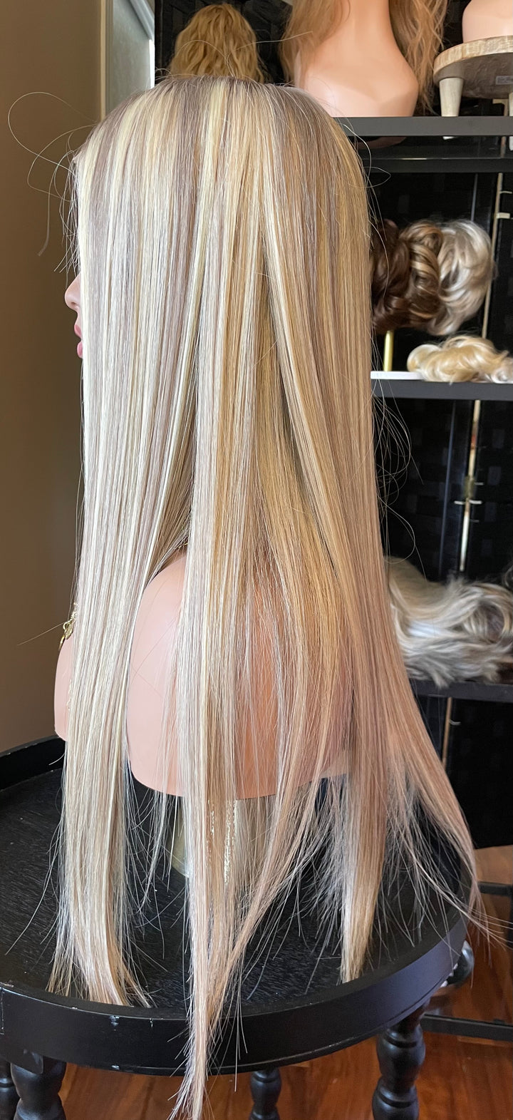Luxury European Hair Lace Top Wig - Cool Dimensional Blonde