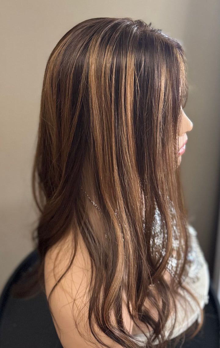 Silk Base Topper - Medium Brown with Highlights