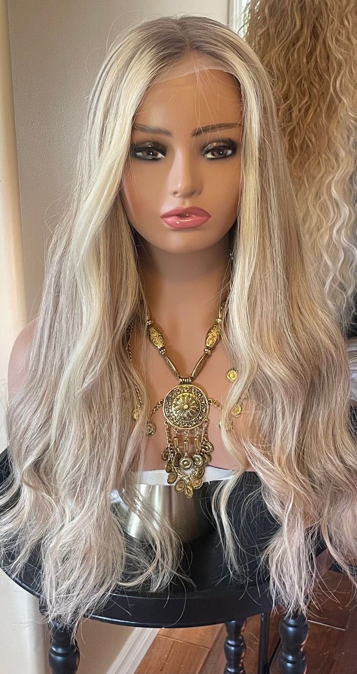 Luxury European Hair Lace Top Wig - Cool Dimensional Blonde