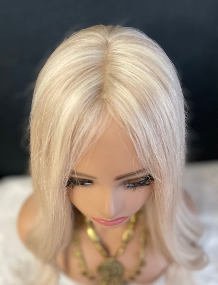Silk Base Topper 6.5”x7” - Luxury European Hair - Full Volume - #60/Beige Blonde Dimensional Colour