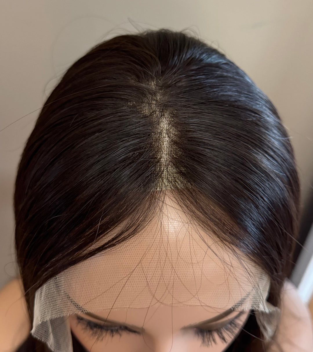 LACE-TOP WIG - Dark Brown with Subtle Highlights - 100% Luxury European Hair