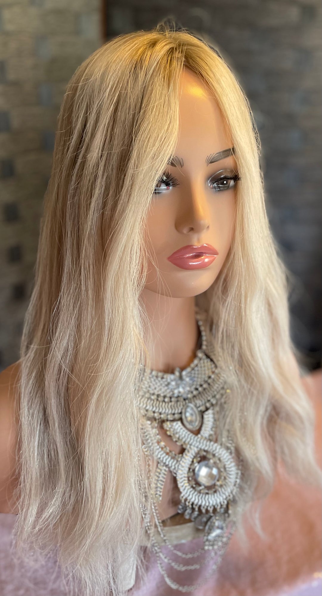 Silk Base Topper - White Blonde/Shadow Roots - European Hair