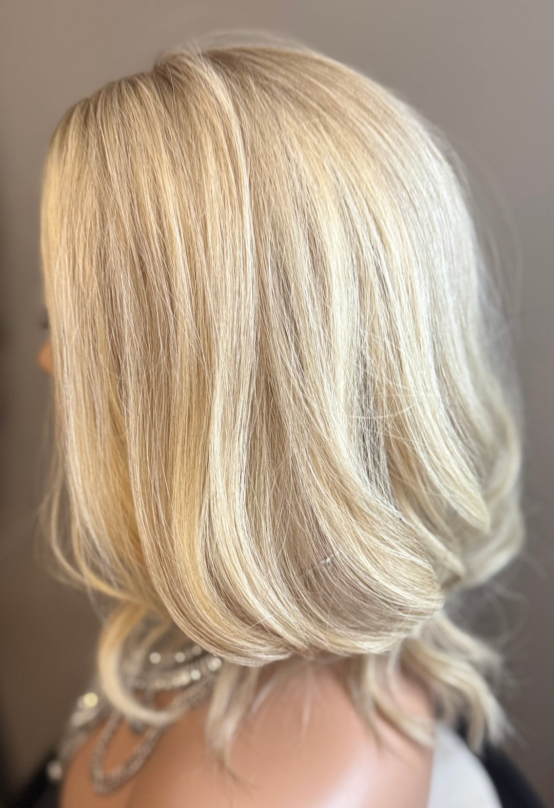 Full Volume Mono Base Topper - 7.5”x8” Base - 14” - Dimensional Blonde with Shadow Roots