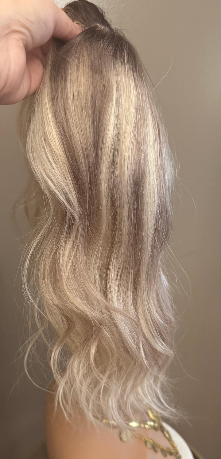 Mono Top - Full Volume Topper - European Human Hair - Ashy Light Brown/Blonde