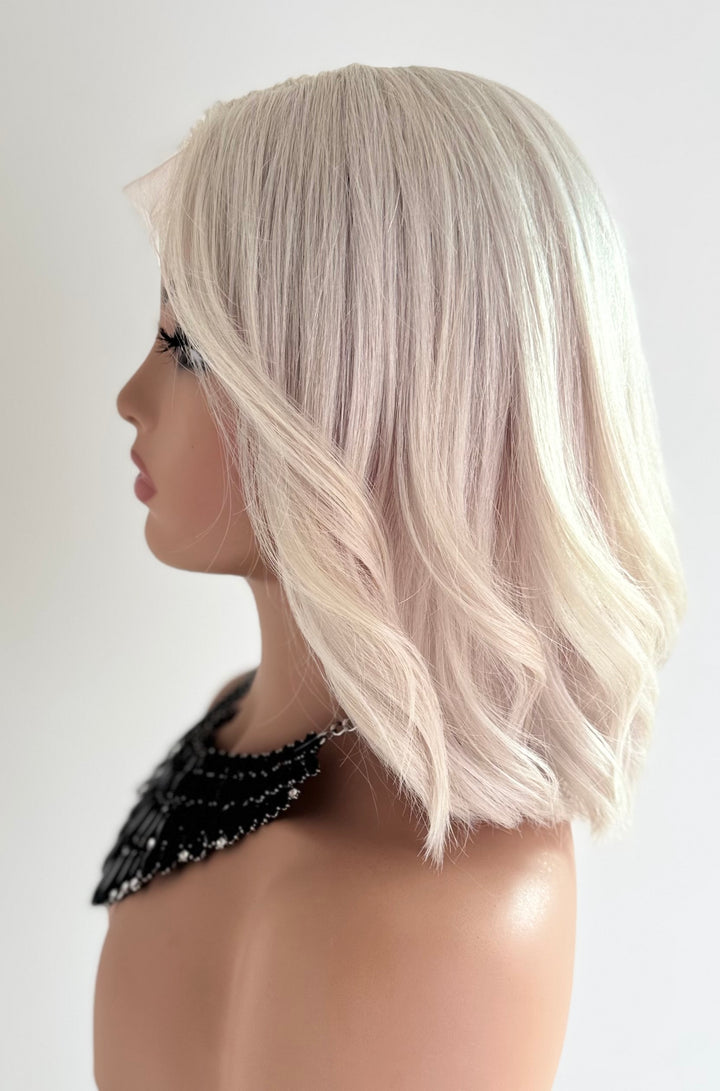 HD Lace Front with Invisible Knots - Icy White Blonde - 12” Bob