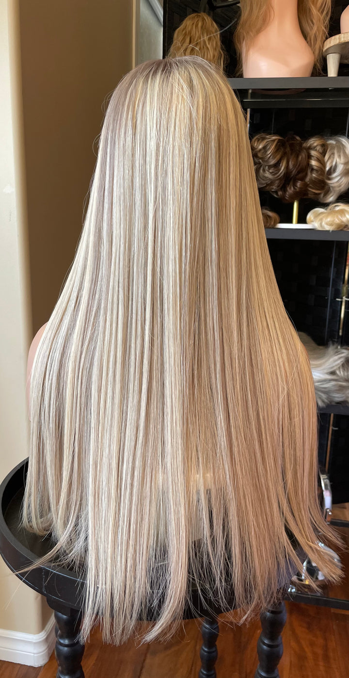 Luxury European Hair Lace Top Wig - Cool Dimensional Blonde