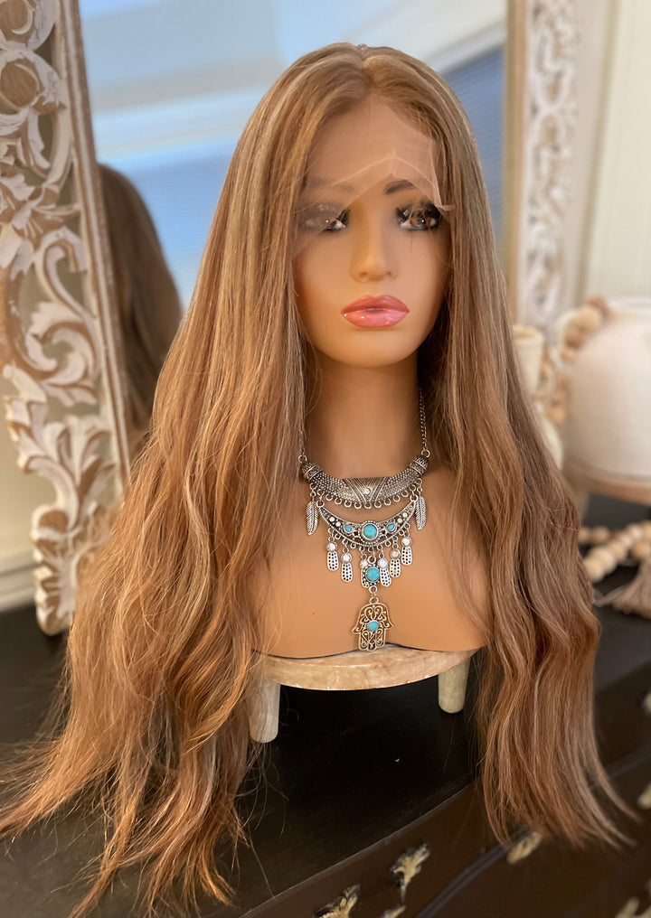 Stunning Light Brown with Highlights HD Lace Front Wig