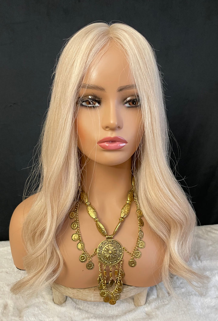 Silk Base Topper 6.5”x7” - Luxury European Hair - Full Volume - #60/Beige Blonde Dimensional Colour