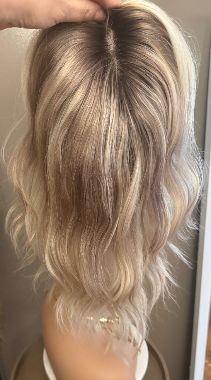 Mono Top - Full Volume Topper - European Human Hair - Ashy Light Brown/Blonde