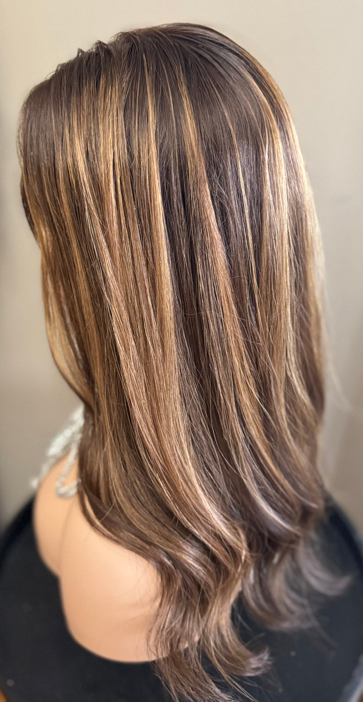 Silk Base Topper - Medium Brown with Highlights