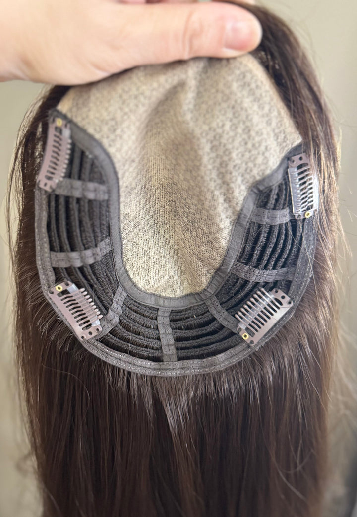 Silk Base Topper - Medium Brown with Highlights