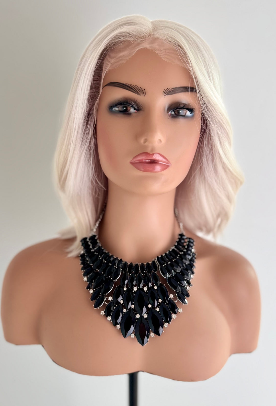 HD Lace Front with Invisible Knots - Icy White Blonde - 12” Bob