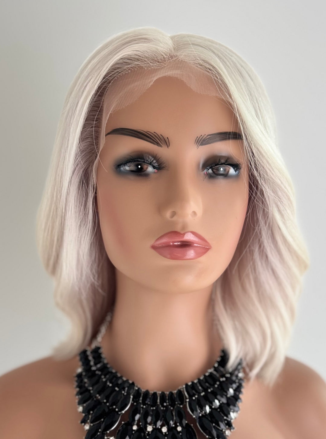 HD Lace Front with Invisible Knots - Icy White Blonde - 12” Bob
