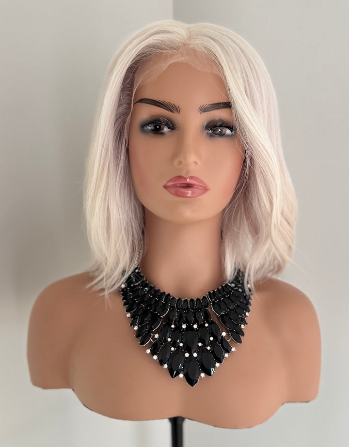 HD Lace Front with Invisible Knots - Icy White Blonde - 12” Bob