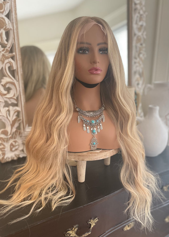 Dark Blonde                    Balayage  Wig -                       HD Lace Front -             Premium European Hair