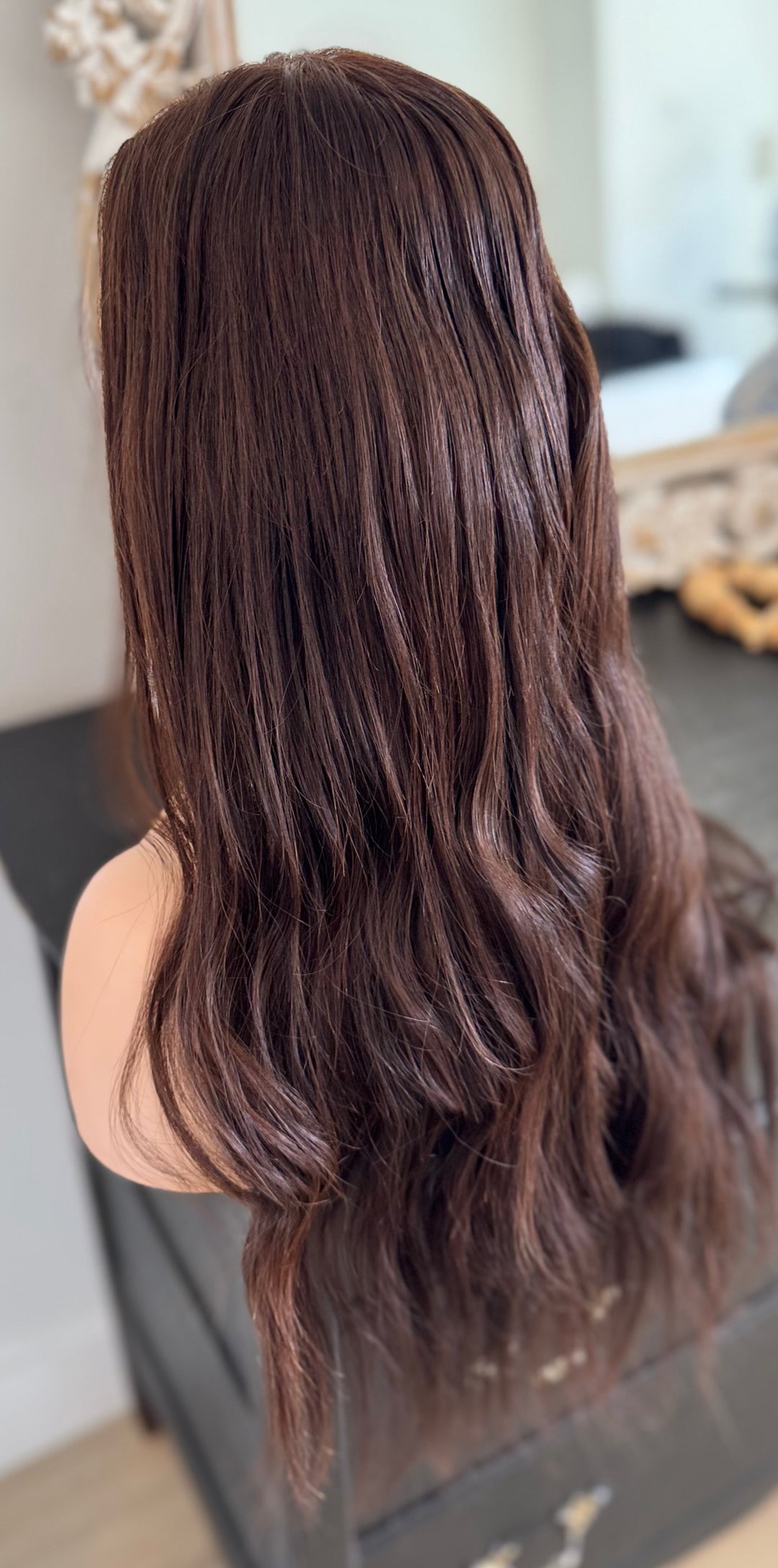 Luxury HD Lace Front European Human Hair Wig - Warm Auburn Brown