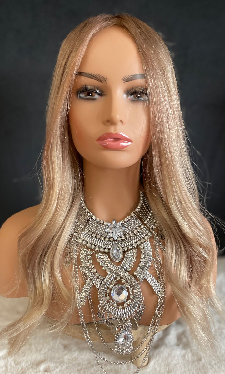Beautiful Mono Base Topper - 6x6” Base - 22” - Rooted Dimensional Blonde