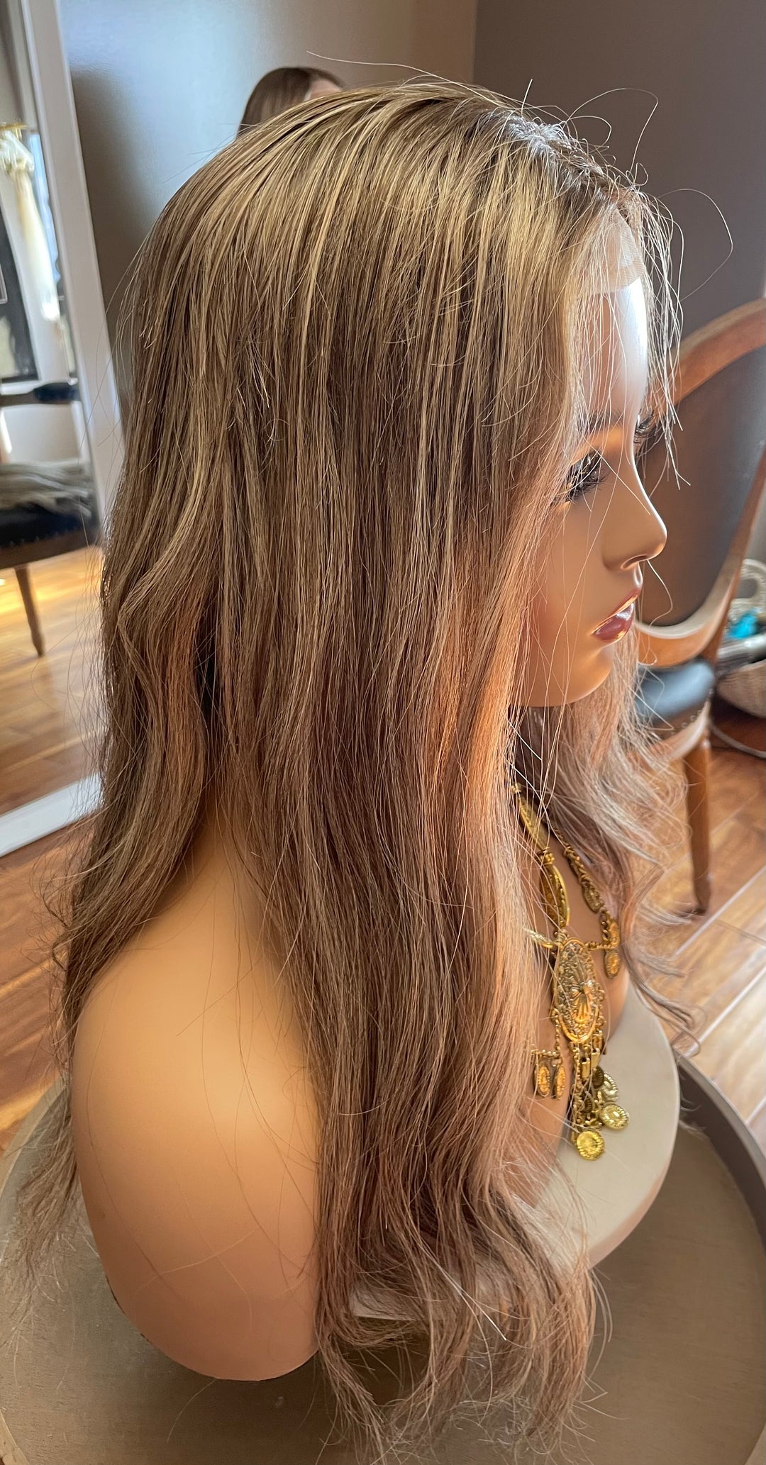 Lace Front with Mono Top Topper - Dimensional Ash Blonde/Dark Blonde Colour